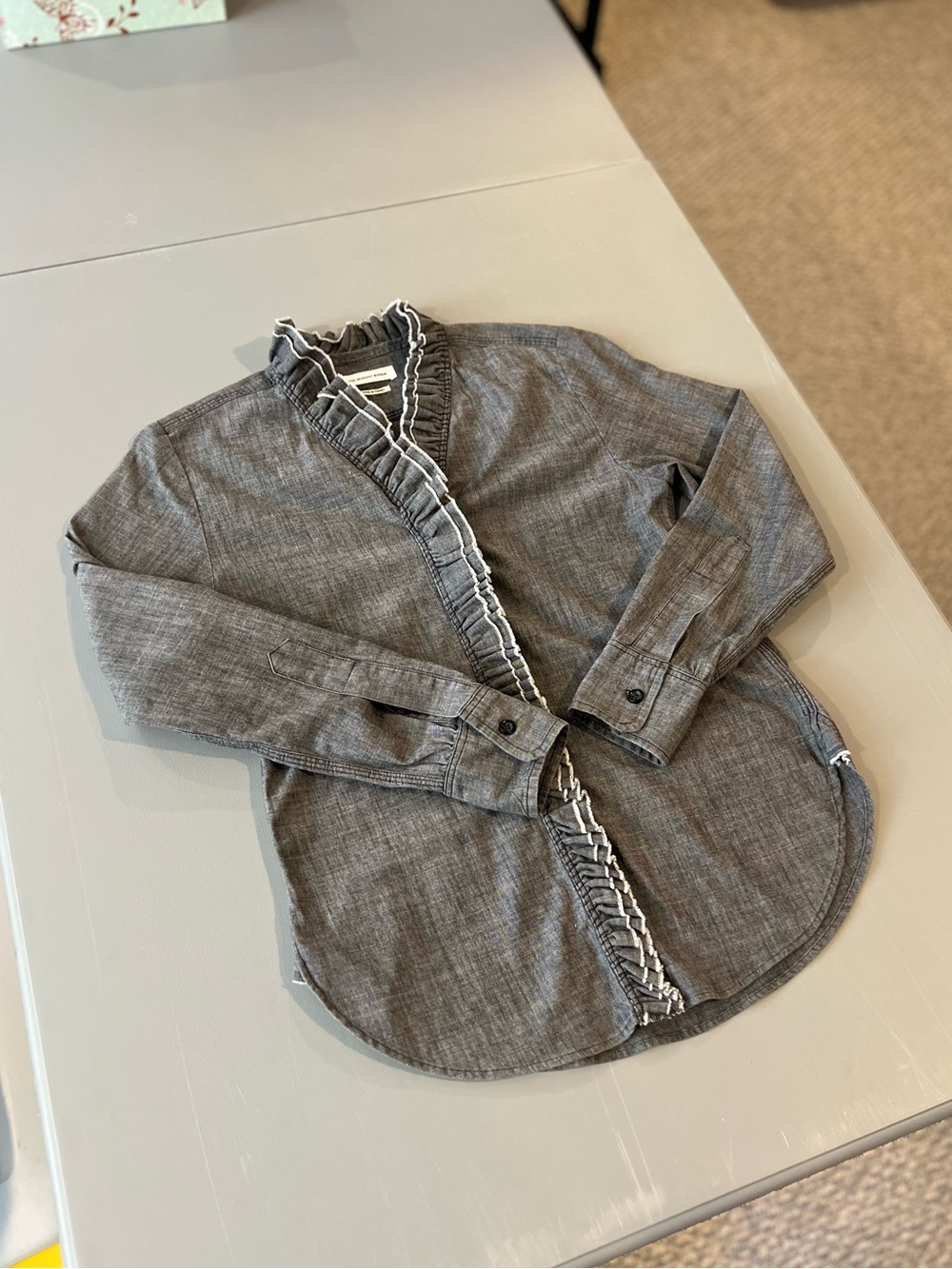 Isabel Marant Étoile Gossia Ruffle Shirt Blouse Grey FR 34/XS